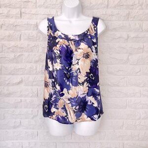 NWT St. John Multicolored Floral 100% Silk Sleeveless Top, Size L